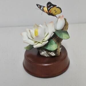 San Francisco Music Box "Butterfly Kisses" on wooden base - No Chips